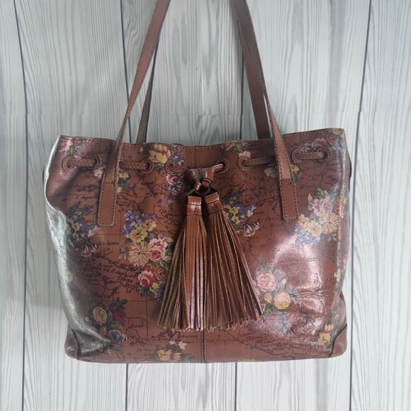Patricia Nash Handbags - Patricia Nash Leather Drawstring Whitney Tote - English Garden Map